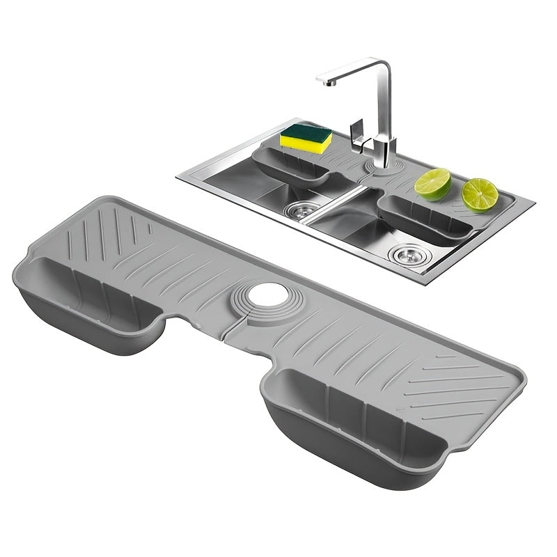 Silicone Kitchen Sink Splash Guard with Faucet Guard and Draining Mat