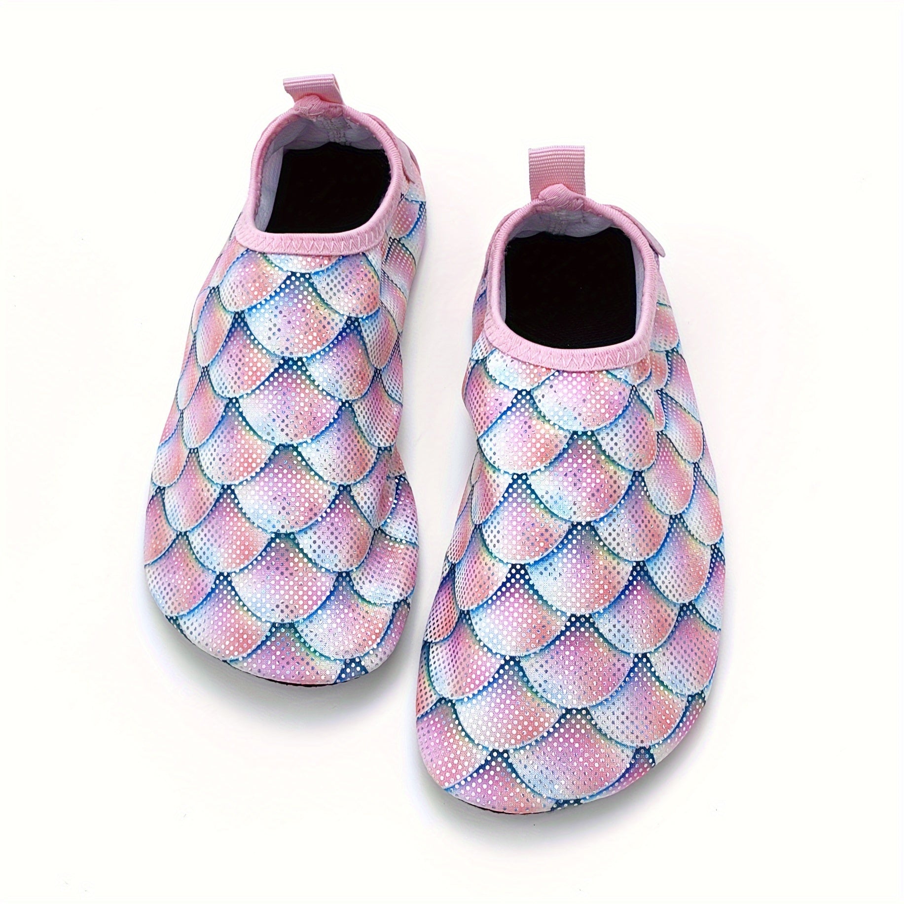 Girls' Mermaid Scale Aqua Socks Slip-On Water Shoes for Beach Pool Outdoor Activities