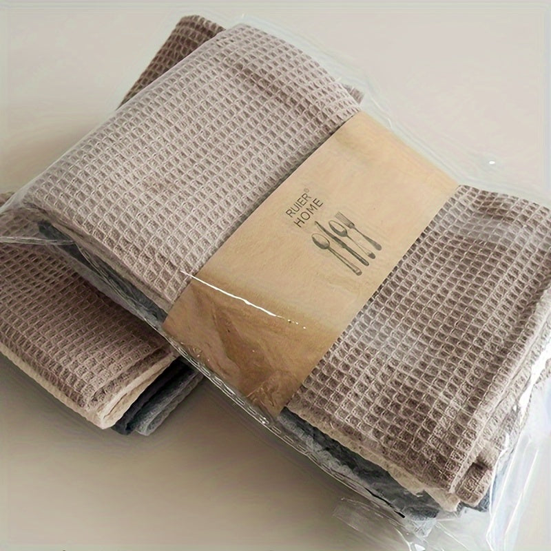 Set of 4 Cotton Waffle Weave Dish Cloths 34.8cm Square Kitchen Towels Absorbent Cleaning Rags