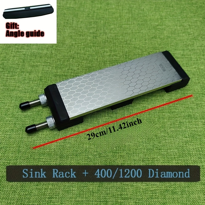 Oshxona va tashqarida foydalanish uchun olmos va qog'oz bilan qirqish asbobiga ega portativ pichoq silliqlash qurilmasi, olti burchakli naqsh va silikon asos bilan ta'minlangan.