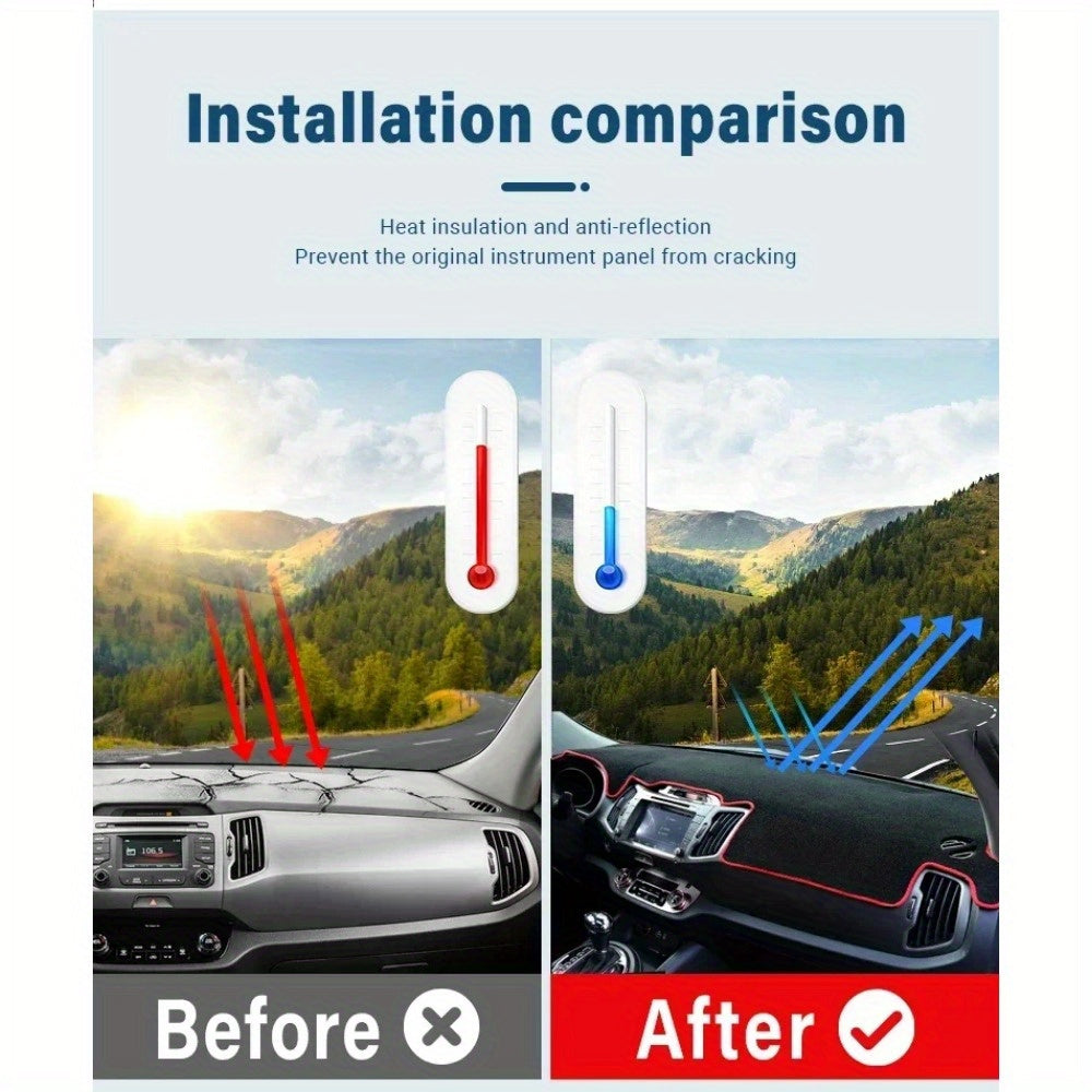Dashboard Cover Mat for Car Interior Black Anti-Slip UV Protection