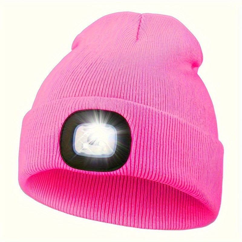 Unisex LED Beanie Hat with 4 LEDs for Night Walking Camping and Fishing