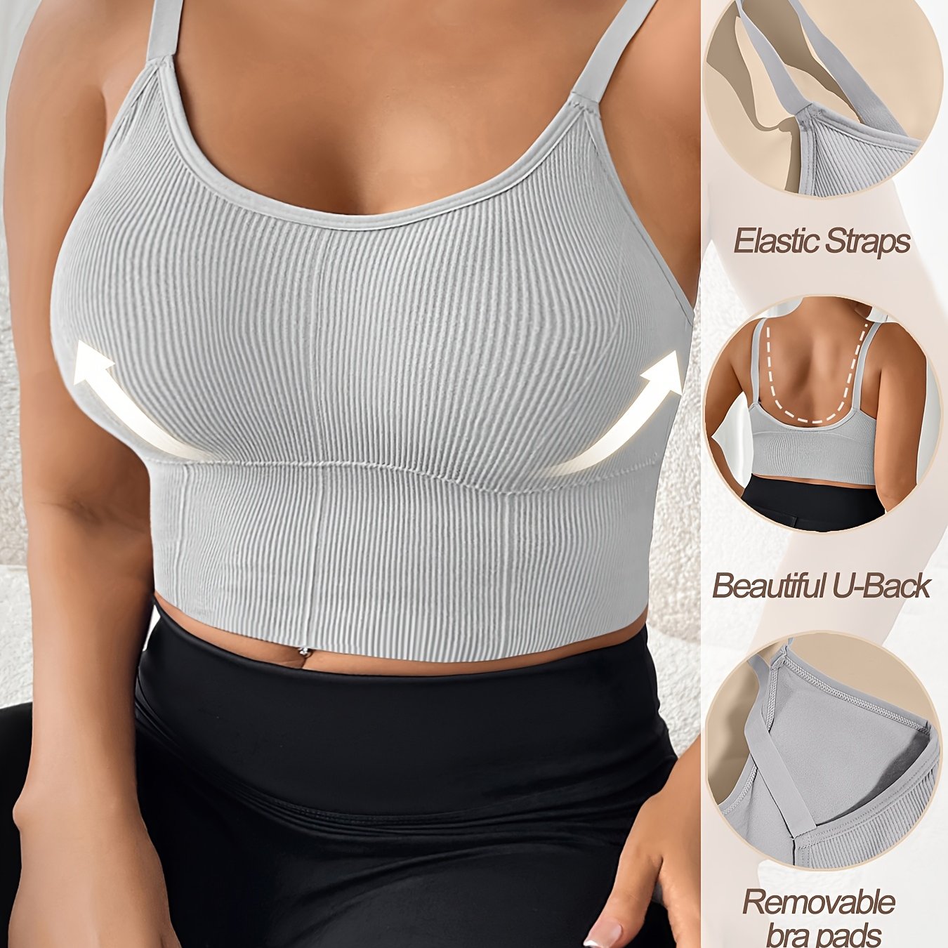 Plus Size Sports Bra High Elasticity Removable Pads Backless Yoga Running