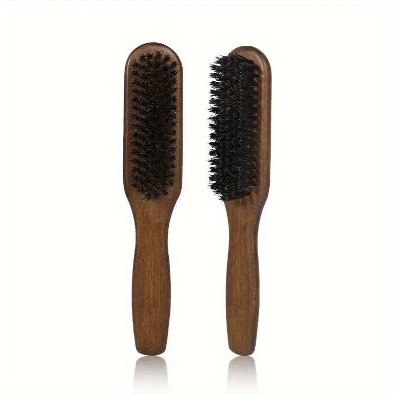 Men Wooden Boar Bristle Hairbrush for Beard Styling and Hair Smoothing