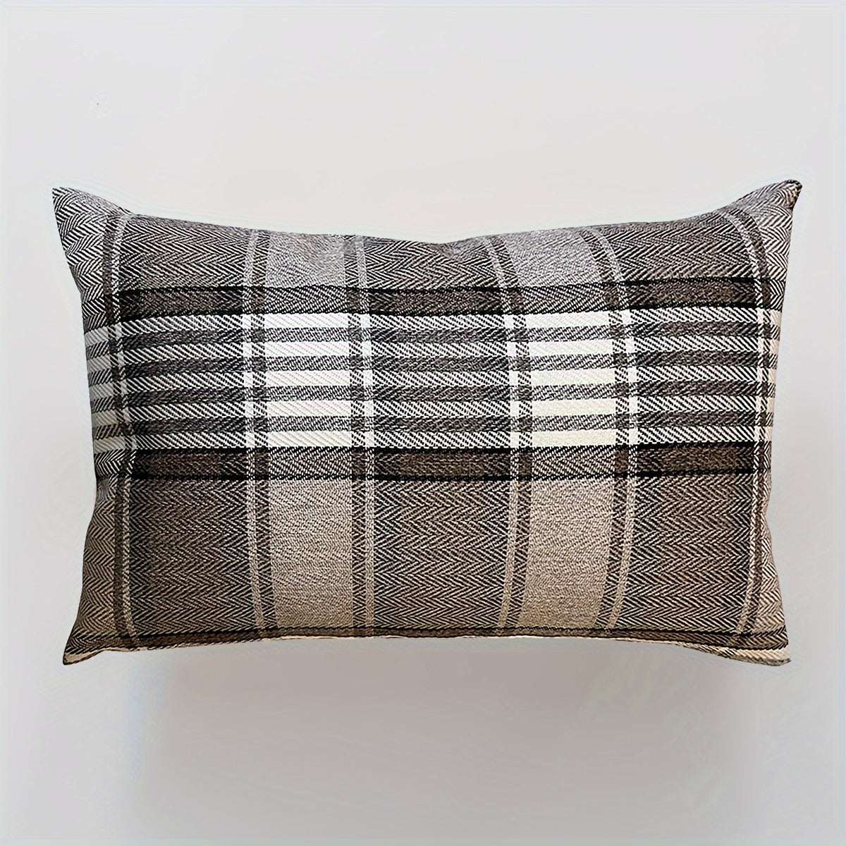 Funda de cojín de lino y algodón bohemio con cuadros tejidos y rayas 50x30cm, cojín lumbar