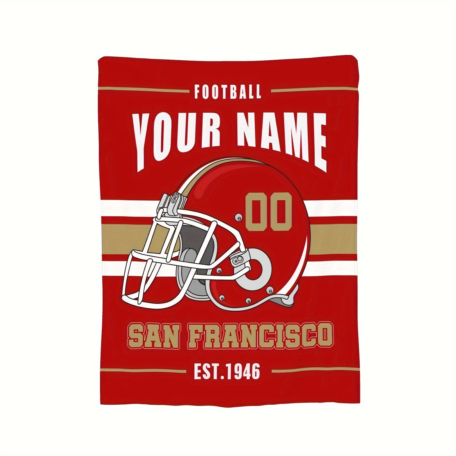 Personalized San Francisco Football Blanket Custom Name Throw for Bed Sofa Cozy Flannel