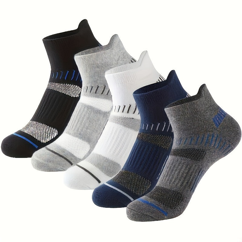 Men's Breathable Striped Ankle Socks 5 Pairs Fall Casual Hosiery