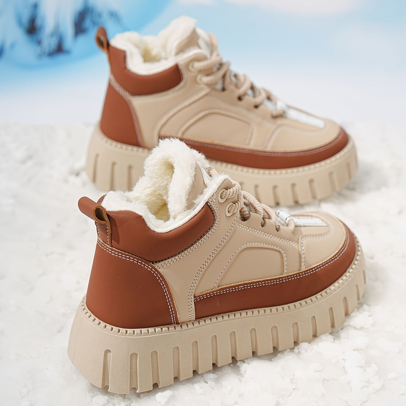 Women’s Winter Snow Boots with Thick Platform Non-Slip Rubber Sole