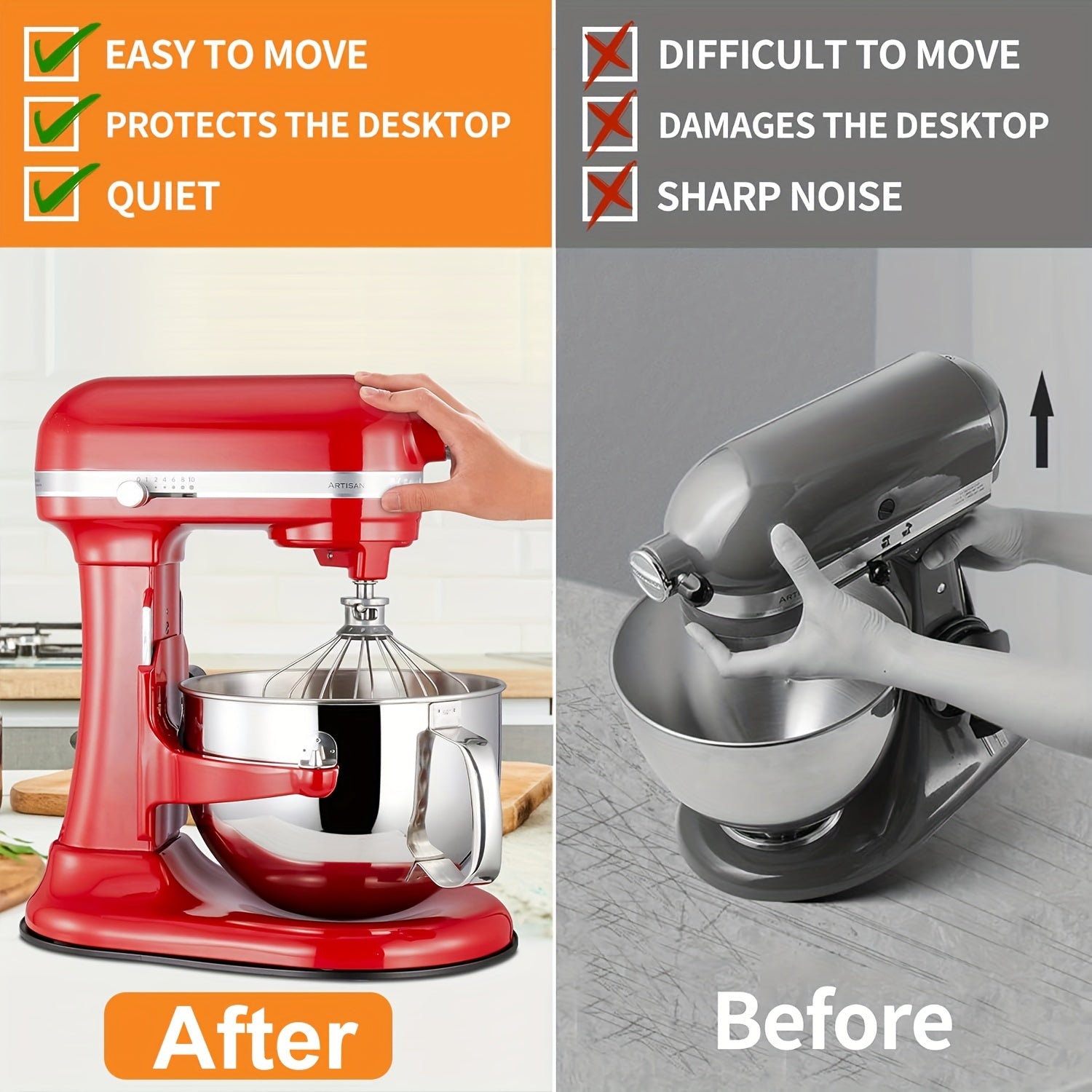 Sliding Mat for 4.5-5 Qt Tilt-Head Stand Mixers Spill-Resistant Tray Rubber Non-Slip