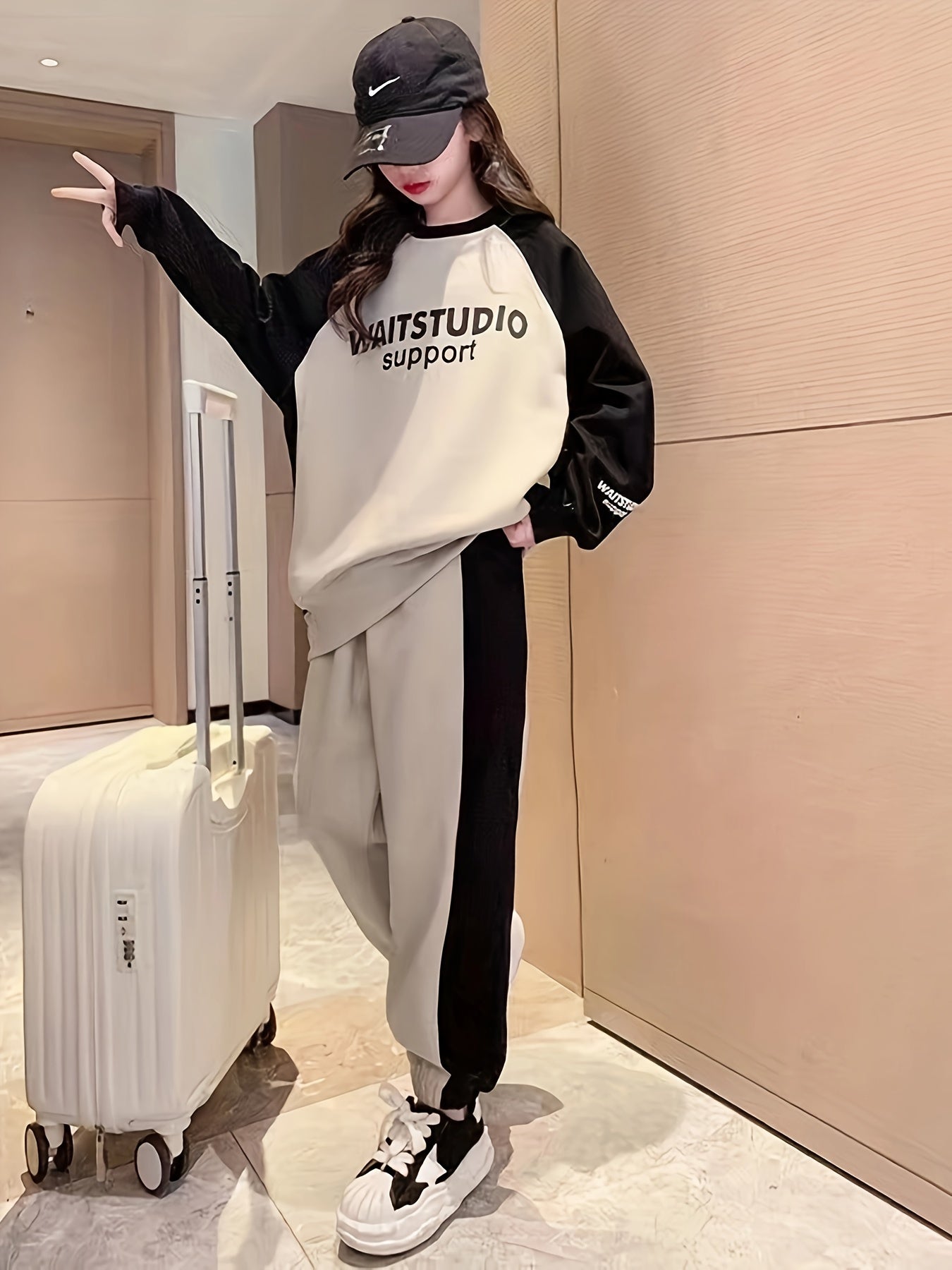 Kids' Cotton Blend 2-Piece Set with Alphabet Pattern, Loose Fit for Boys and Girls