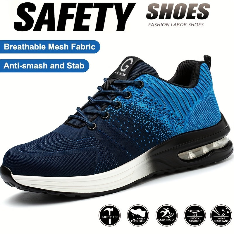 Women's Breathable Mesh Steel Toe Work Shoes Anti-Smash Stab Resistant Sneakers
