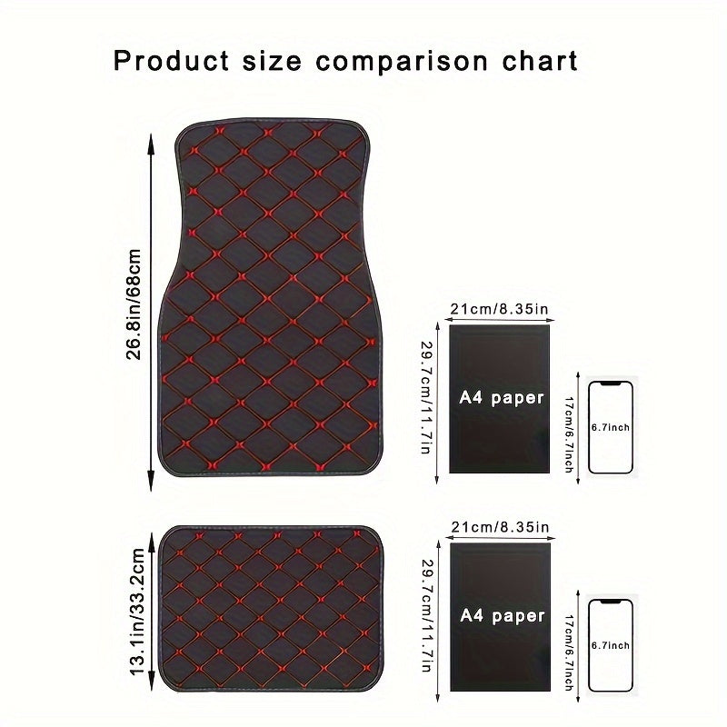Universal Waterproof Car Floor Mats Set Front and Rear Auto Rugs