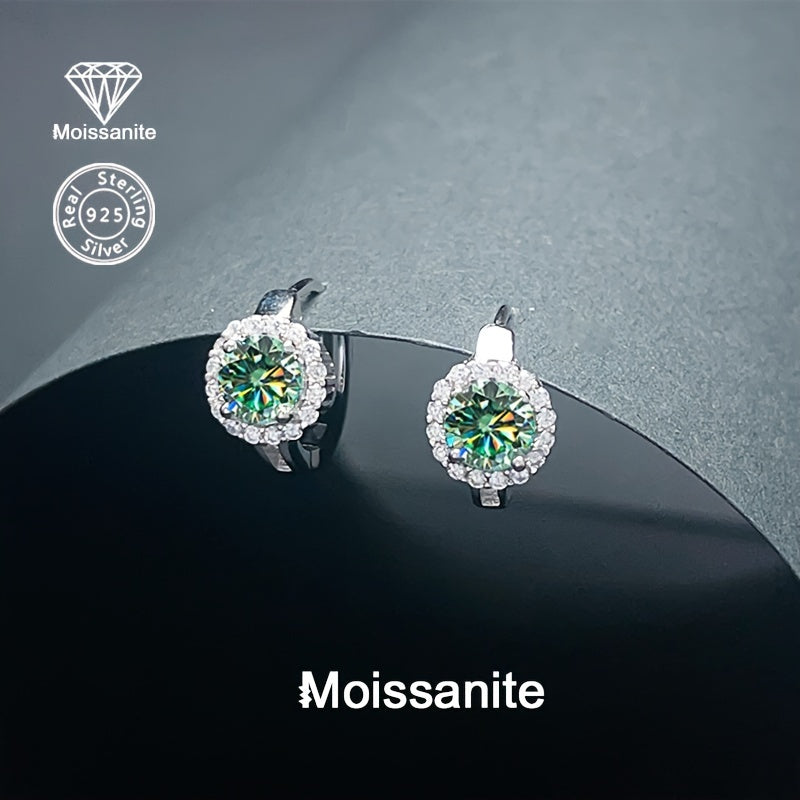 Sterling Silver 1 Carat Moissanite Earrings Studs for Women Wedding Party Christmas