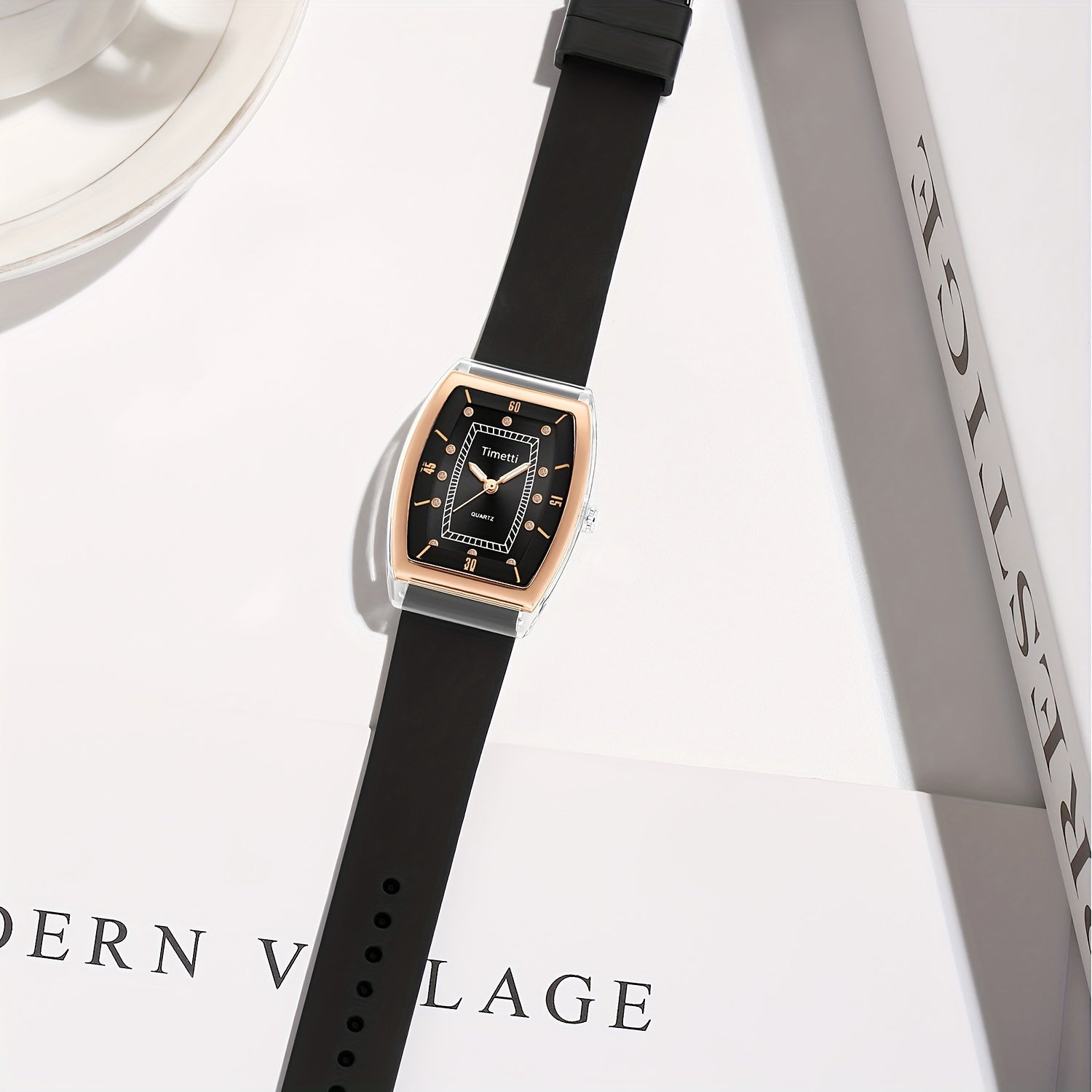 Women's Quartz Watch Silicone Band Classic Barrel Shape Analog Watch