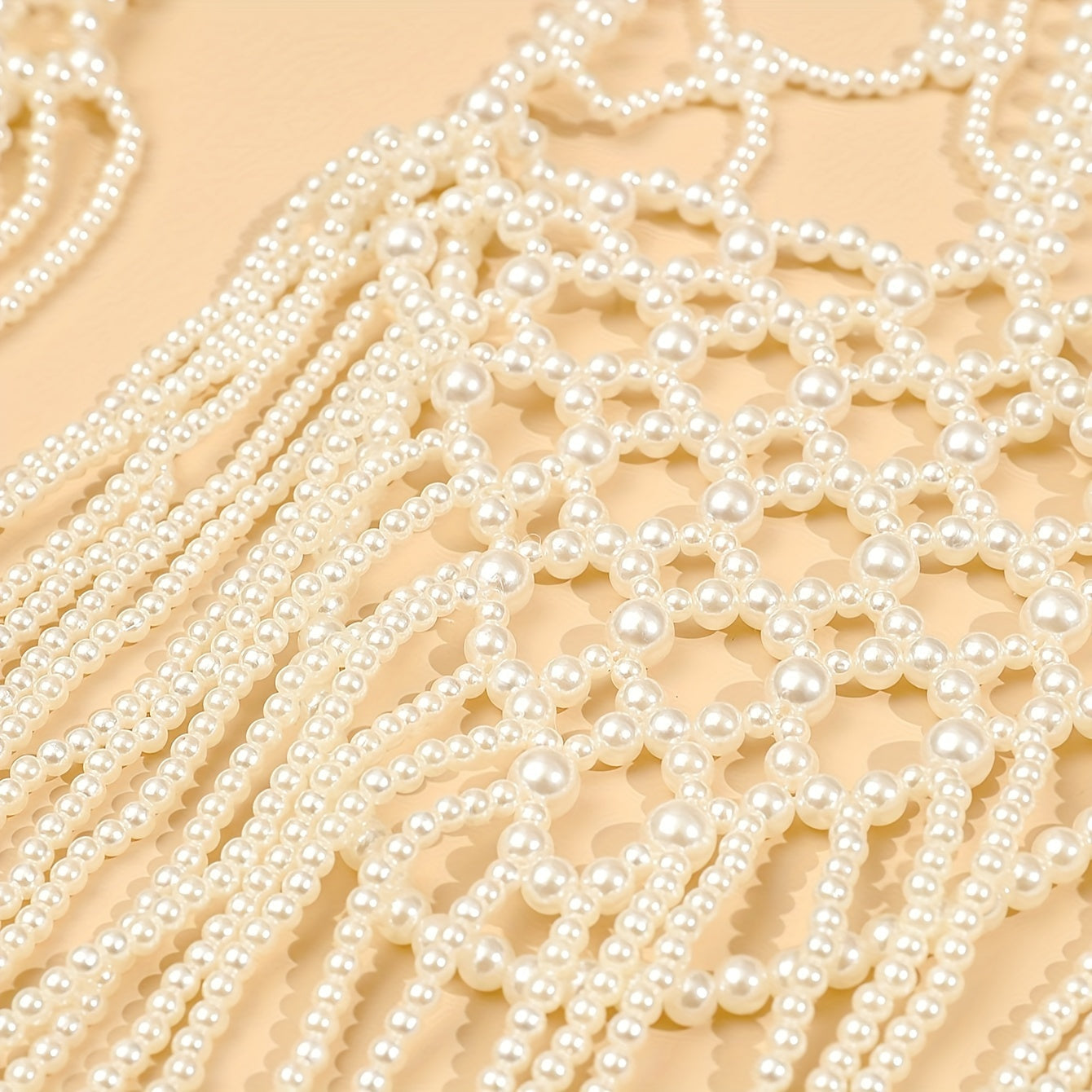 White Faux Pearl Body Chain with Silver Plated Finish for Weddings and Parties