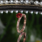 Women’s Engagement Ring 925 Sterling Silver 1ct Red Moissanite Hypoallergenic