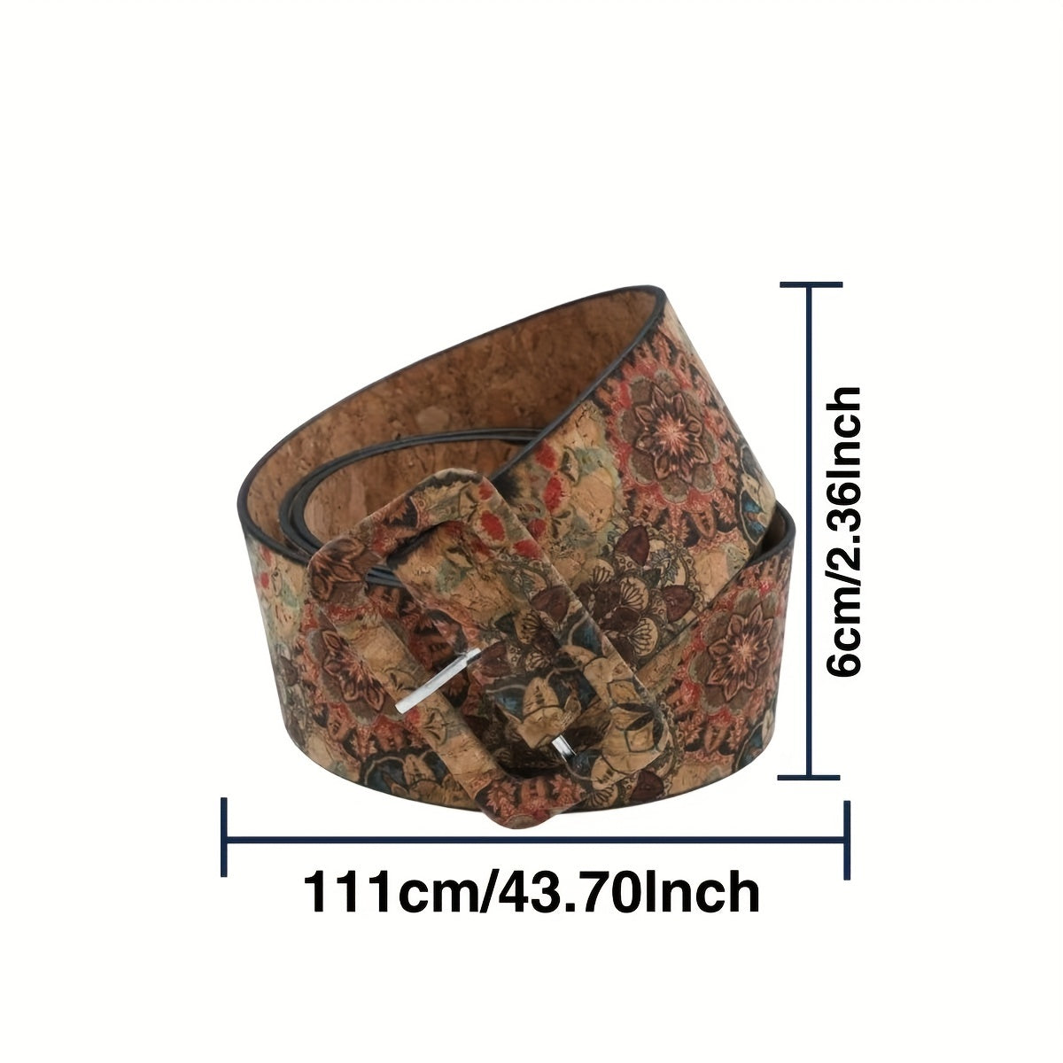 Женский винтажный западный пояс из искусственной кожи с бохо-прямоугольной пряжкой и цветочным узором