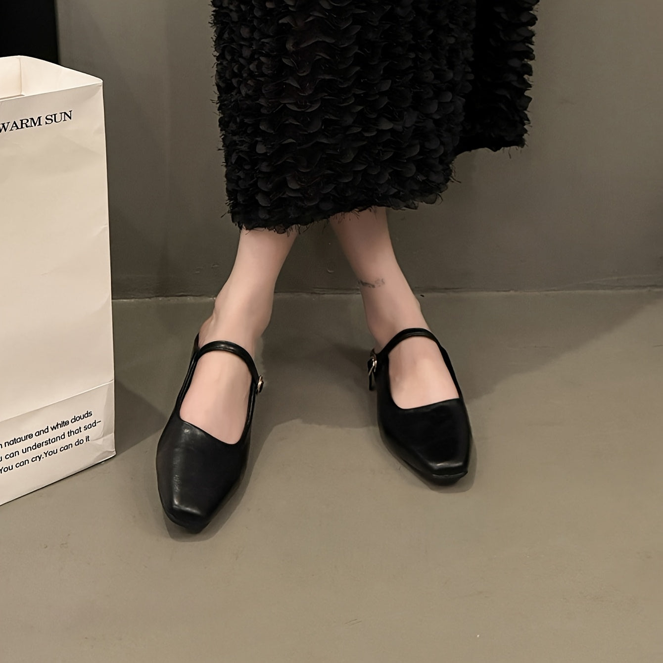 Mules de verano para mujer marrón sintético con tacón grueso y slip-on