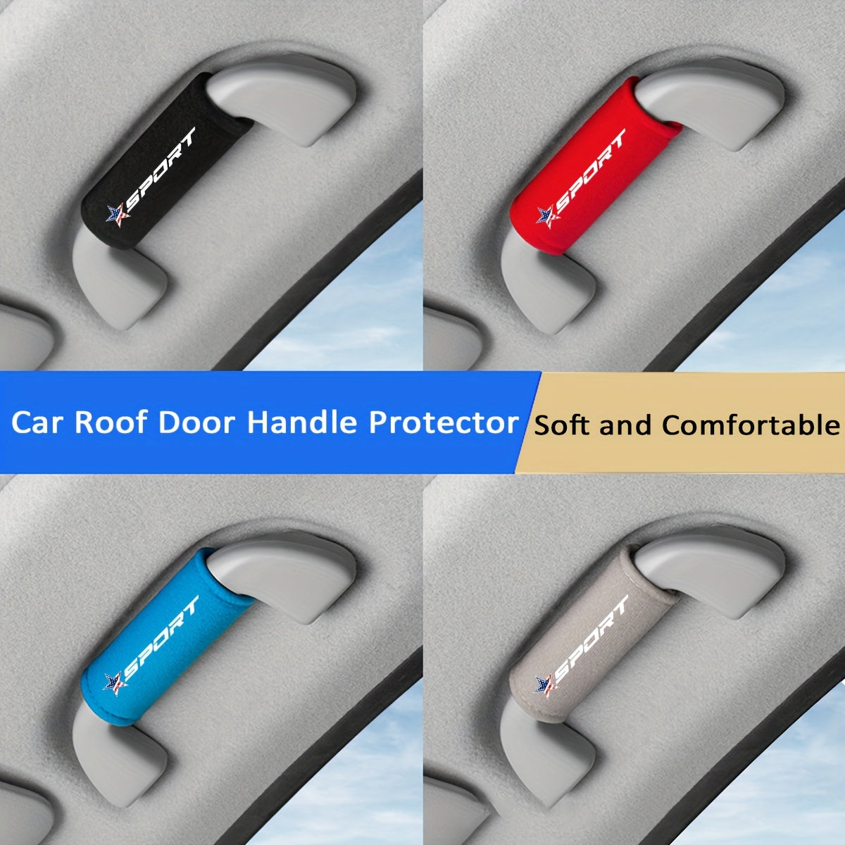 Car Roof Door Handle Protector Armrest Cover for Vehicles Glossy Leather