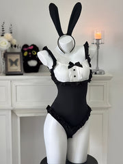 Women's Bunny Costume with Open Design and Tail for Cosplay and Parties