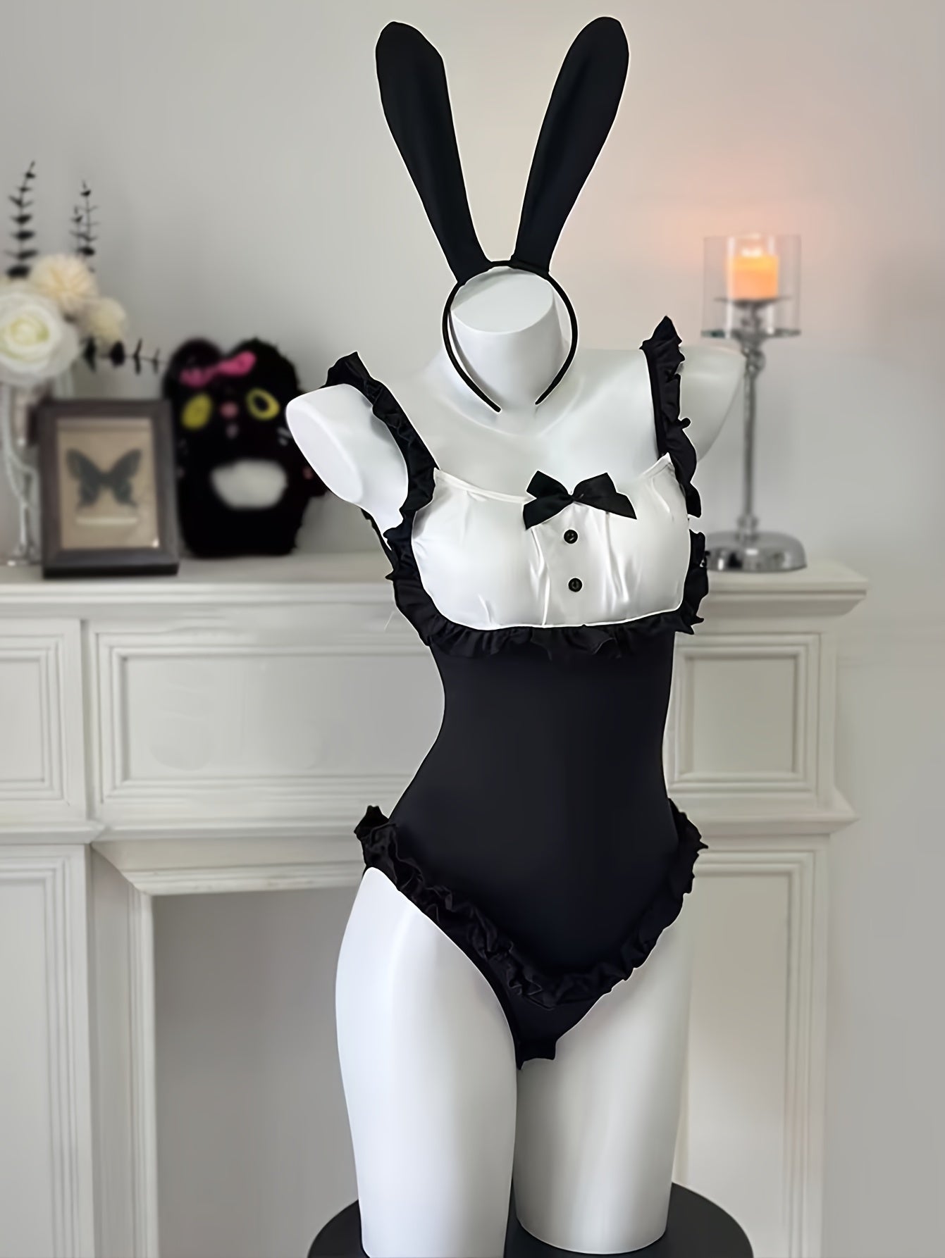 Women's Bunny Costume with Open Design and Tail for Cosplay and Parties