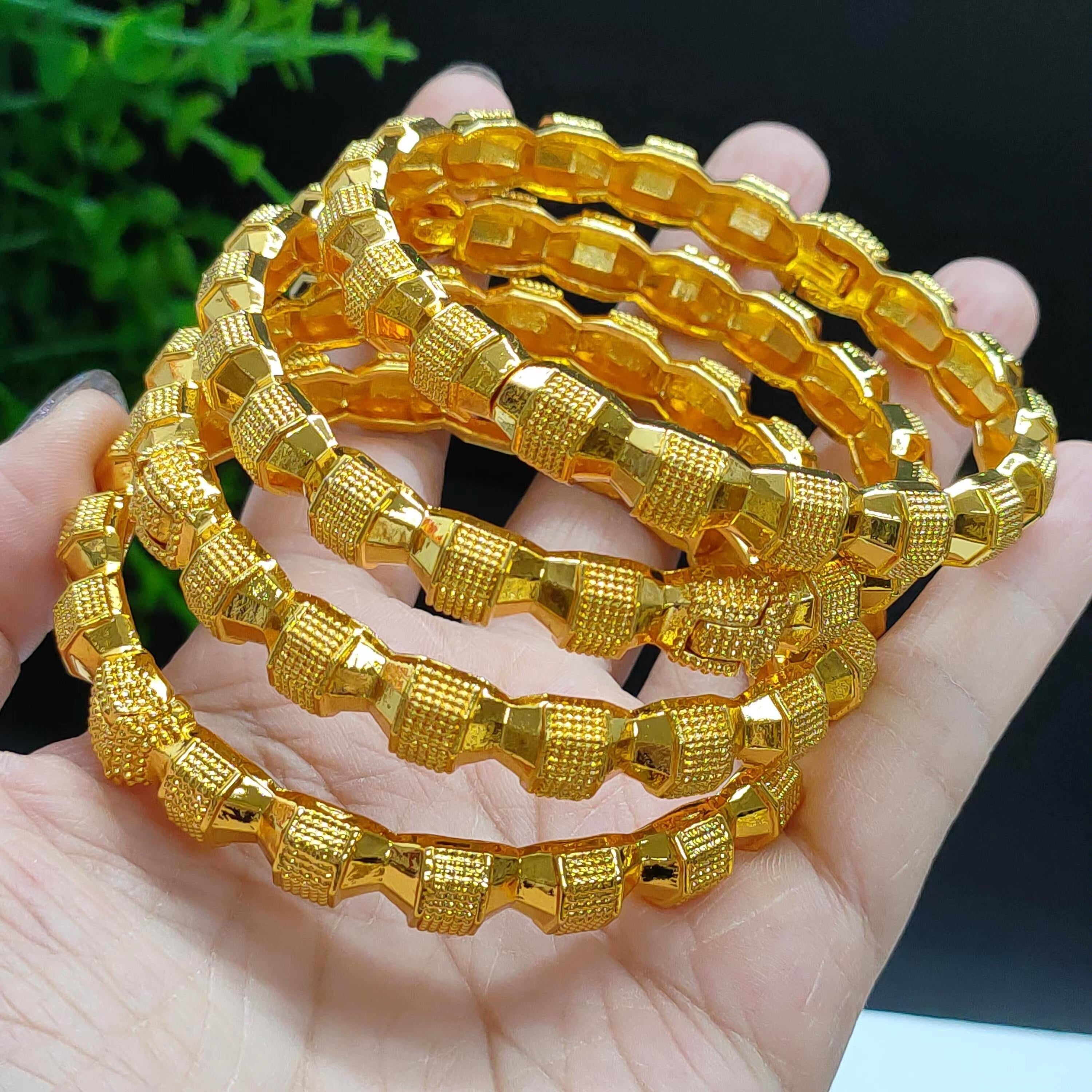 Women's Gold Bangle Bracelets Set for Wedding or Holiday Gift
