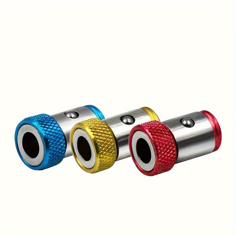 3-Piece Alloy Magnetic Screwdriver Bit Holder Set Scratch Resistant Strong Magnet Red Yellow Blue