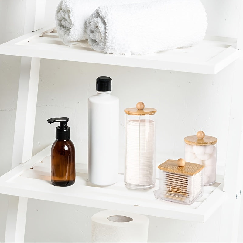 3-Piece Boho Chic Bathroom Storage Organizer with Bamboo Lids