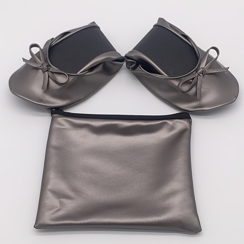 ayollar uchun buriladigan balet tufli, tugma bilan, yumshoq tagliklar, to'ylar uchun