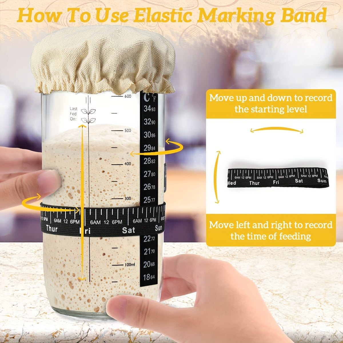 24oz Glass Fermentation Jar Set with Scale Lid Spatula for Bread Dough and Fermentation