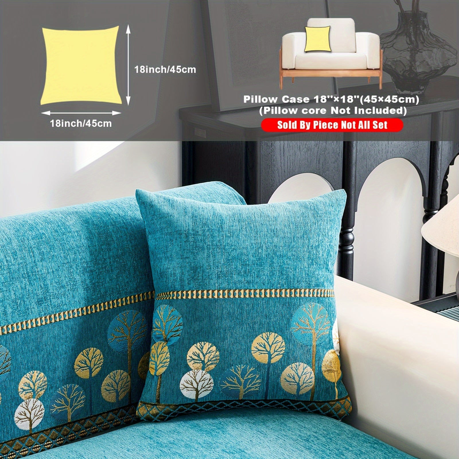 Chenille Sofa Cover with Tree Embroidery Pet-Friendly Slip-Resistant Easy to Clean Fits Various Sofa Sizes for Living Room and Home Decor