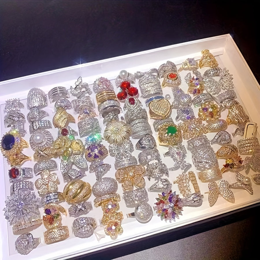 Juego de 10 anillos de zirconia cúbica sintética para mujer con diseños de corazones y piedra de nacimiento de agosto