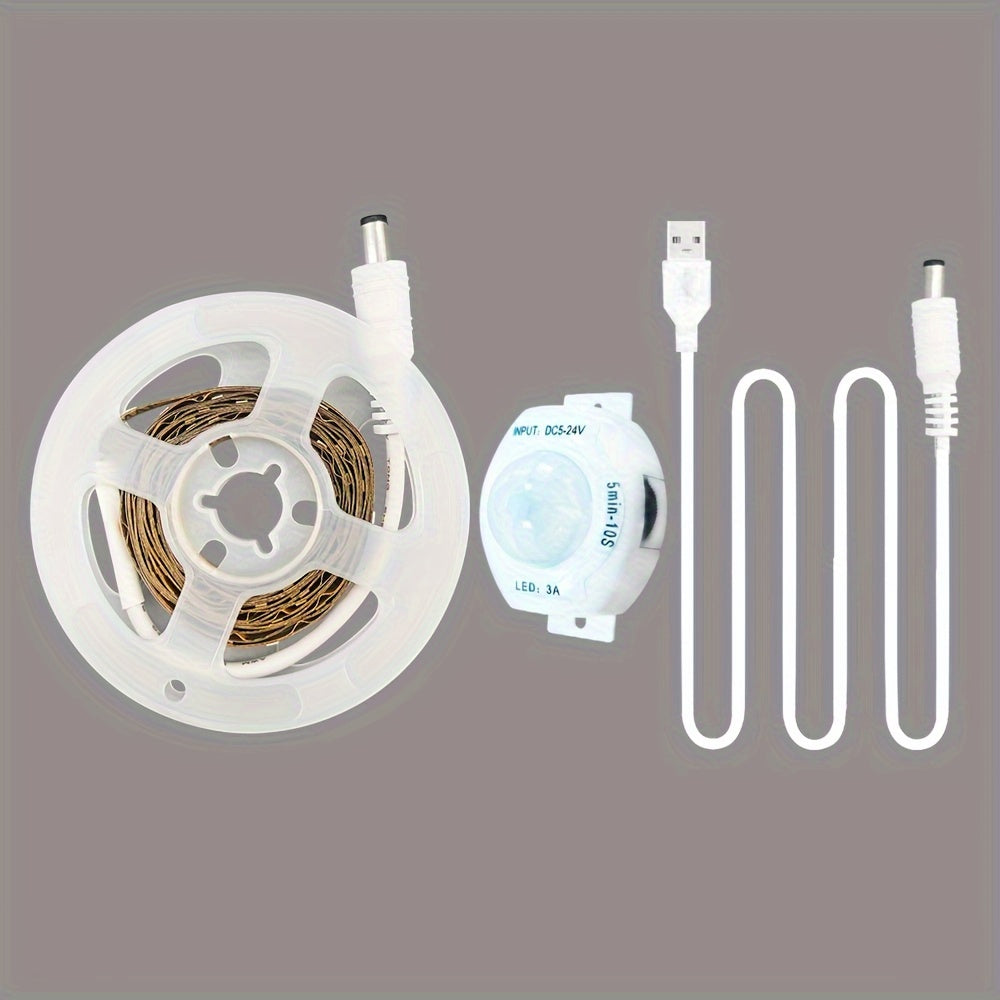 LED Strip Light With Motion Sensor White USB Powered For Stairs Cabinets and Bedrooms