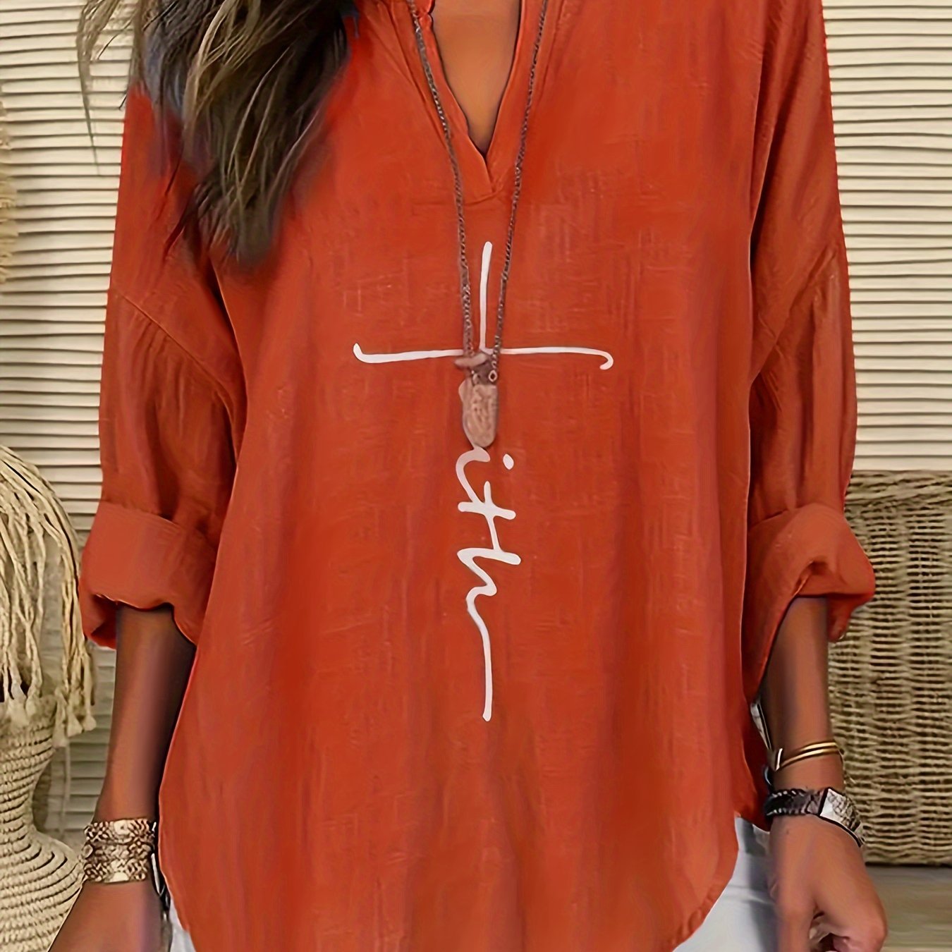 Plus Size Women's Cotton Shirt Casual Short Sleeve Floral