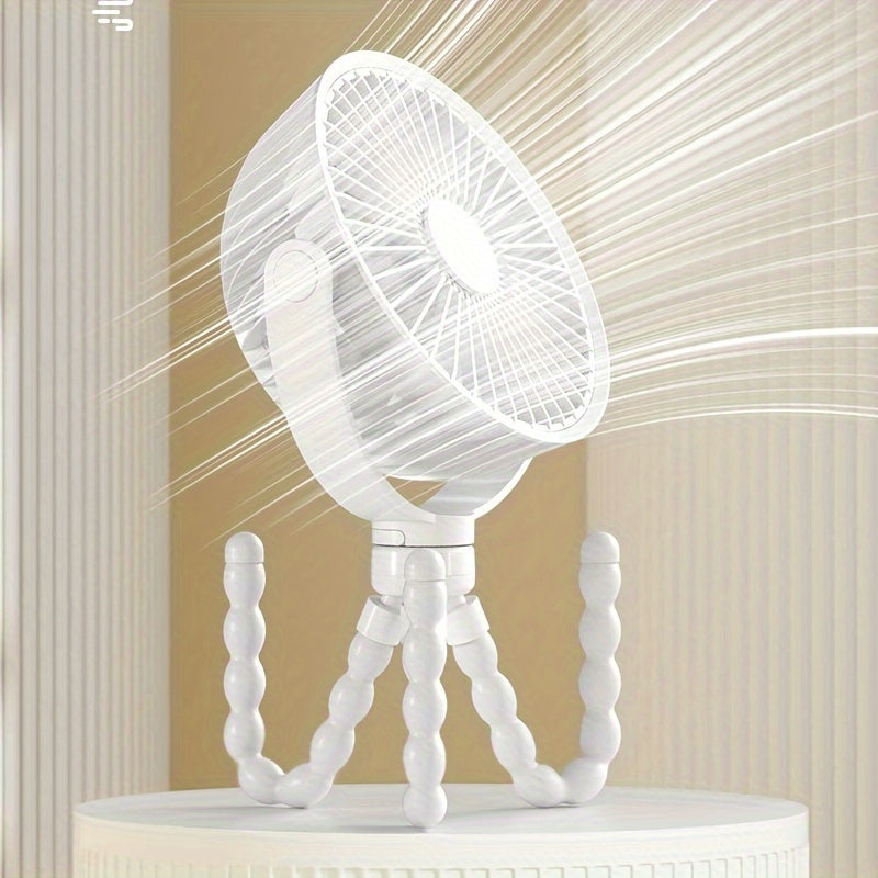 Portable USB Rechargeable Fan with Tripod Stand and High-Velocity Base
