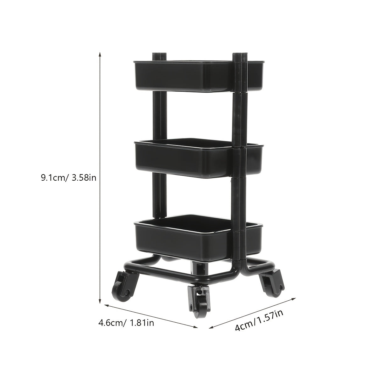 Mini Plastic Dining Cart Trolley with Storage for Dollhouse and Living Room Display