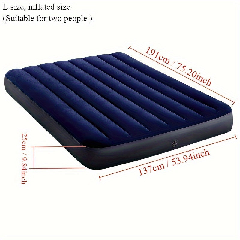 Inflatable Air Mattress Waterproof PVC Nylon for Camping Hiking Office Naps Blue
