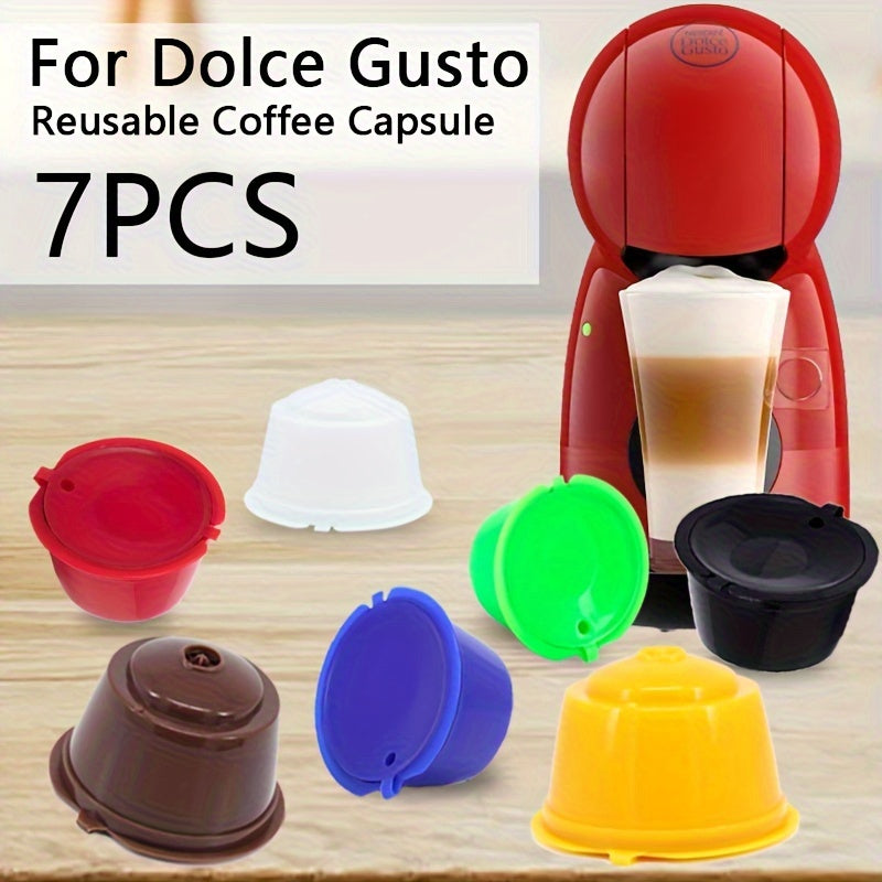 Set of 7 Reusable Coffee Capsules in Various Colors for Espresso and Cappuccino