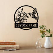 Personalized Hummingbird Metal Wall Sign Custom Name Indoor Outdoor Decor