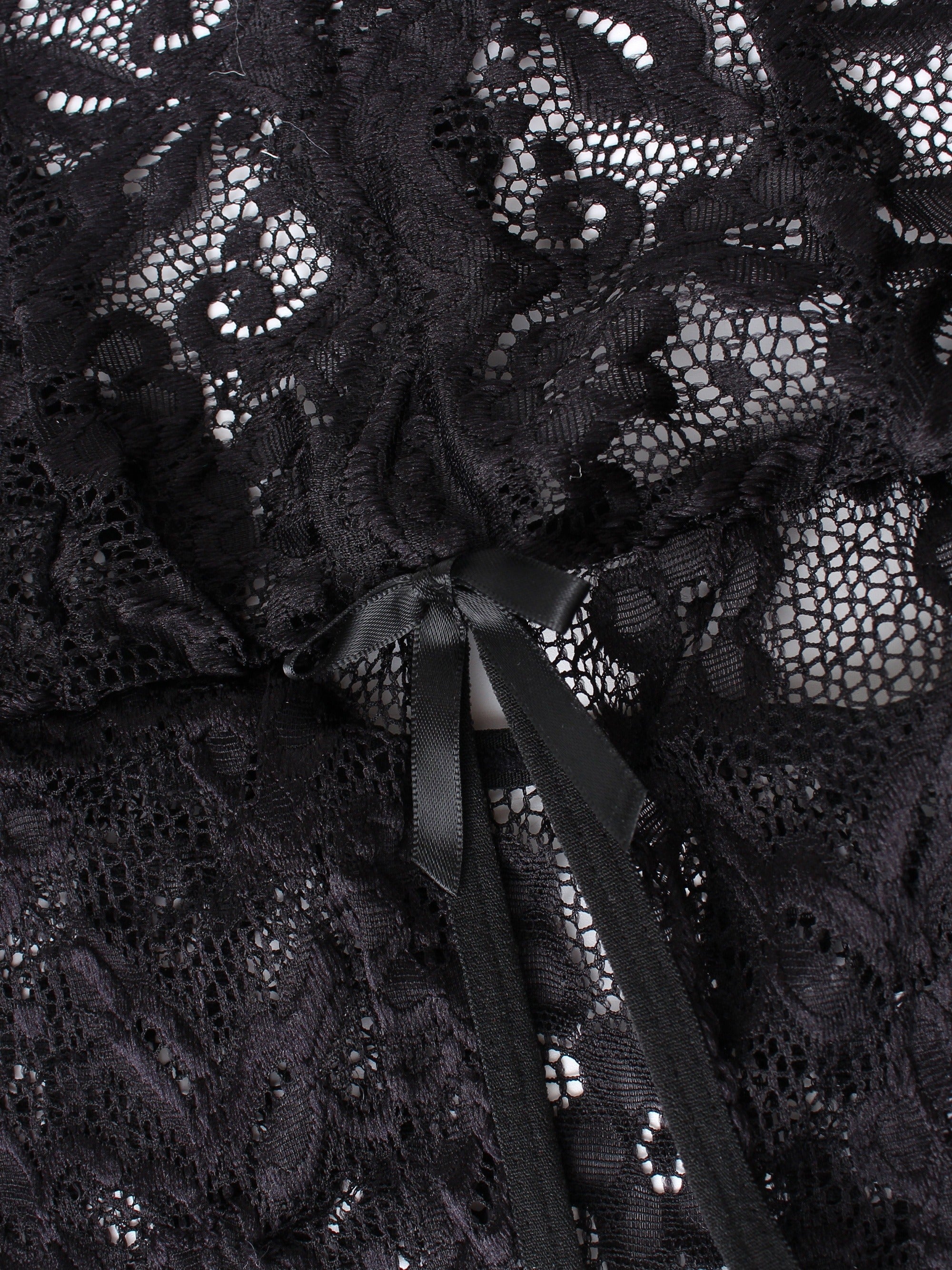 Women's Plus Size Floral Deep V Bodysuit With Open Crotch Tie-Up