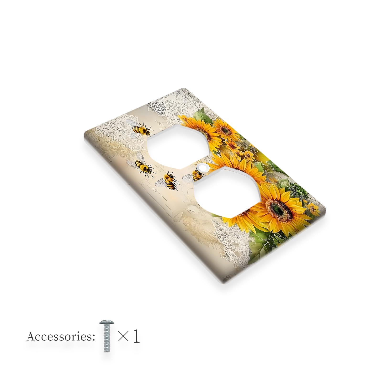 Luz decorativa de girasol y abejas para cubierta de interruptor para cocina, baño, dormitorio, 1 o 2 gang