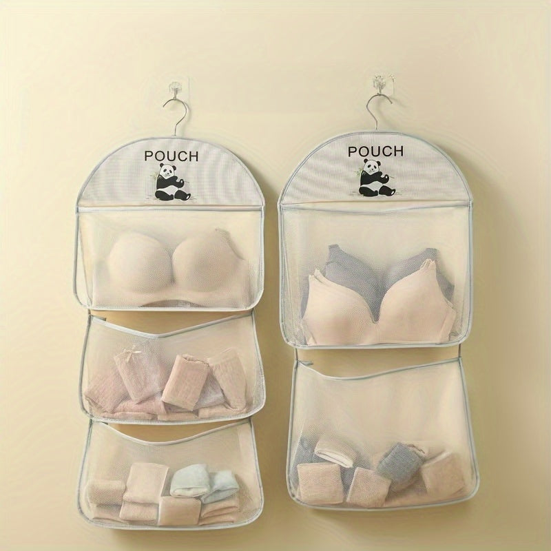 Mesh Hanging Storage Pouch Wall Organizer for Bras Underwear and Kitchen Essentials