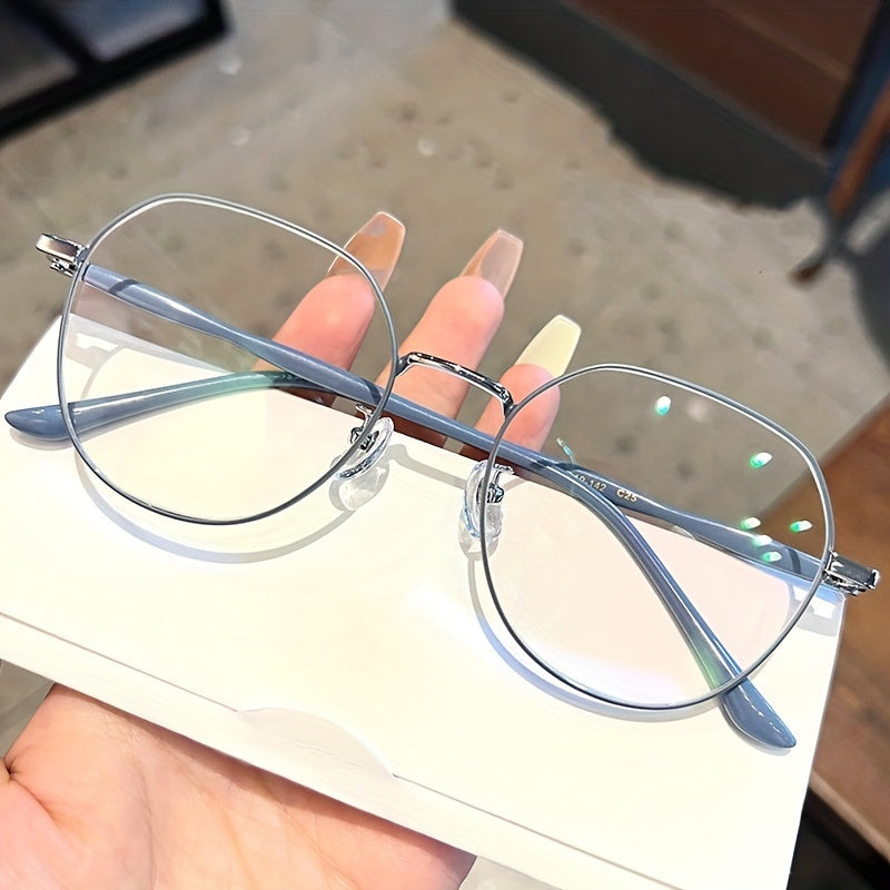 Unisex Clear Lens Glasses for Eyestrain Reduction with Metal Frame