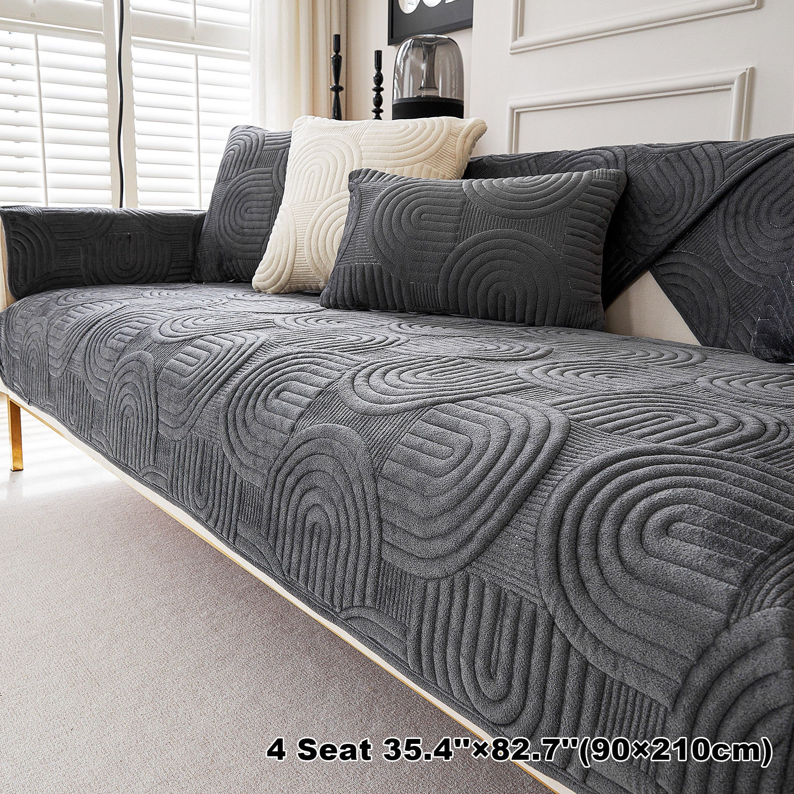 Чехол на мебель из молочного бархата с шерпой, противоскользящий, для защиты мебели, подходит для домашних животных