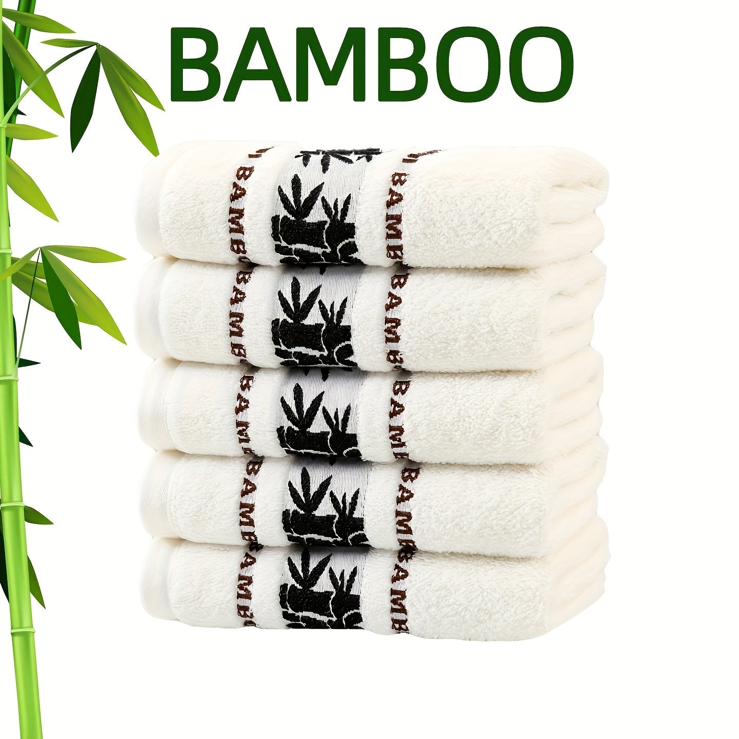 Self-Flying Bamboo Fiber Towels Set 5 Pieces Absorbent Quick-Drying Soft 35x75cm