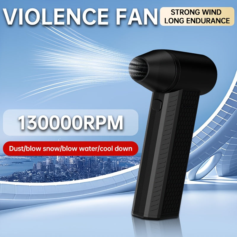Black Portable Wearable Fan with Turbo Jet Technology, 3 Speeds, USB Rechargeable