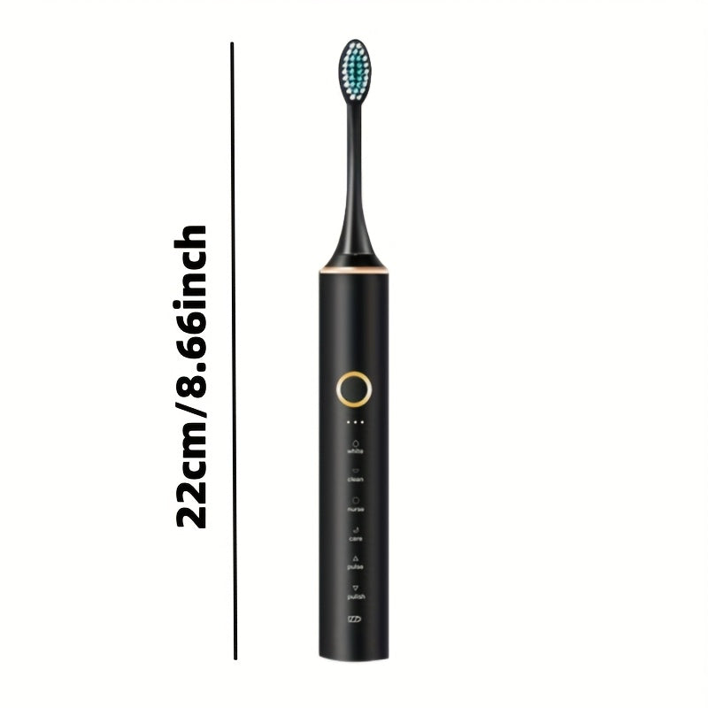Электрическая зубная щетка для взрослых - 6 режимов, USB-зарядка, 4 насадки для щетки