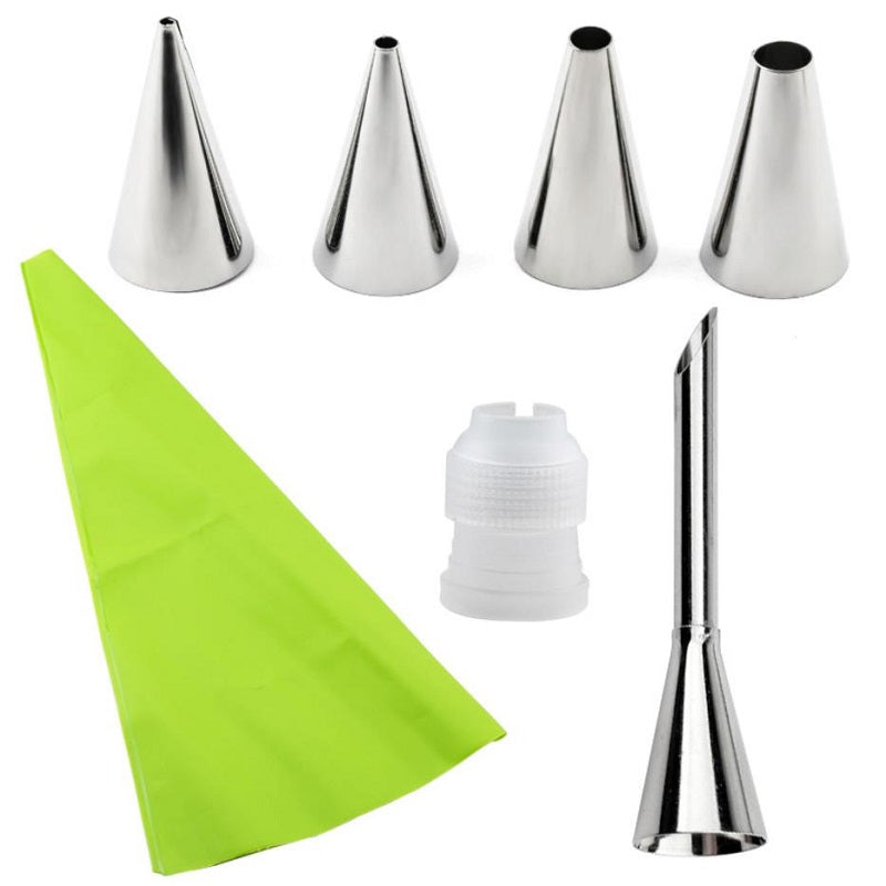 Set of 6 Silicone Pastry Icing Piping Bags and Tips for Cakes and Cupcakes