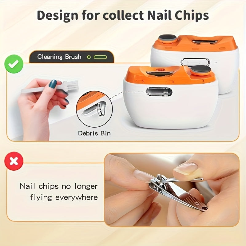 Electric Nail Trimmer for Nail Art Filing Polishing Shaping USB Rechargeable 500mAh