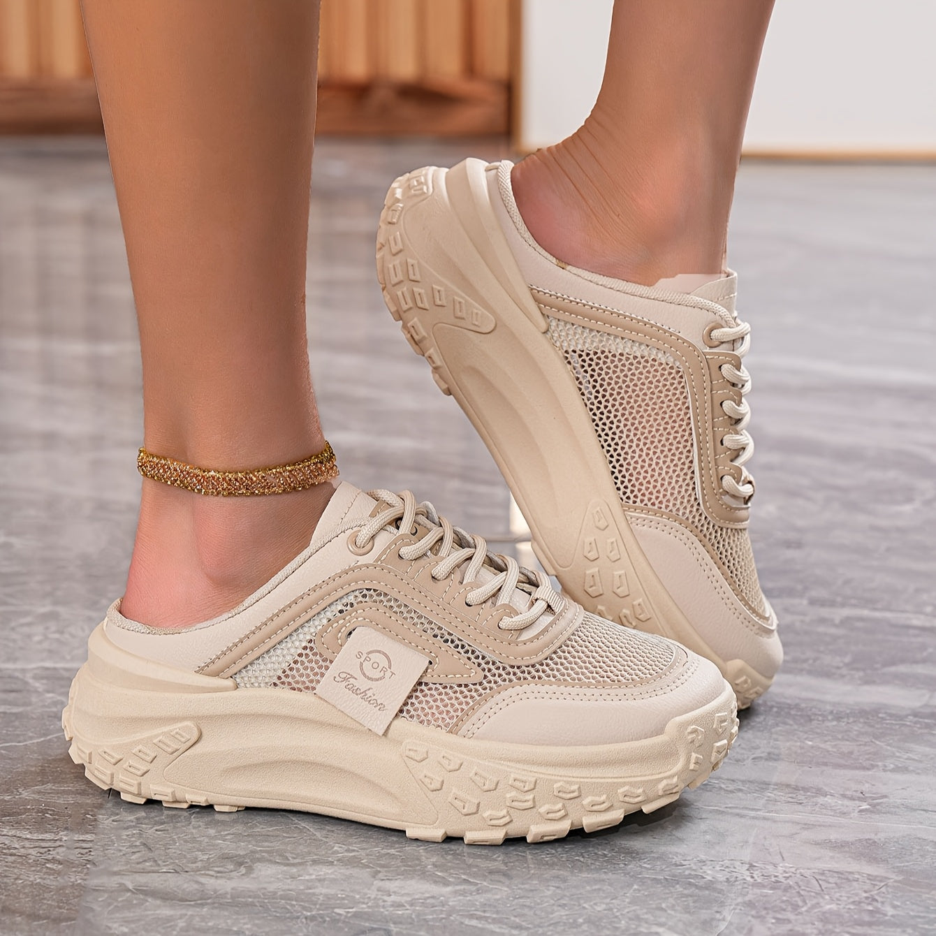 Women's Casual Slip-On Shoes Thick Sole Solid Color Round Toe PU Rubber Sole